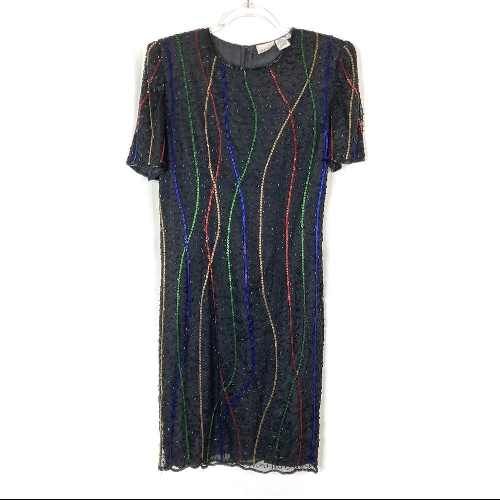 Styleworks | Vintage Silk Black Beaded Color Dress 12